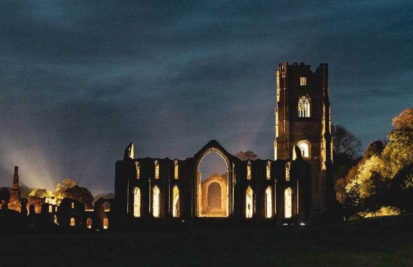 Fountains by floodlight at Ripon in mashamshire North Yorkshire